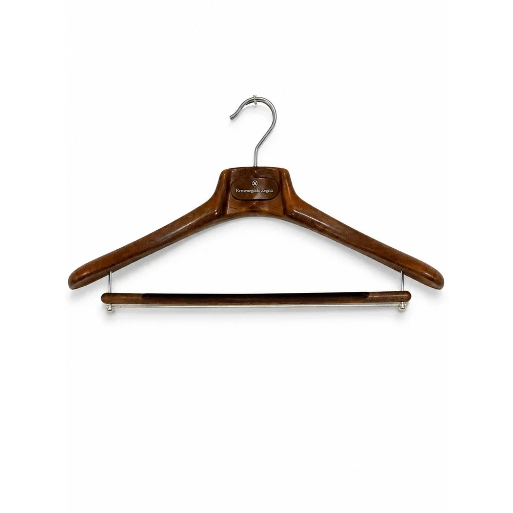Ermenegildo Zegna Luxury Wood Suit Hanger Wide shoulder Non-Slip Trouser Bar